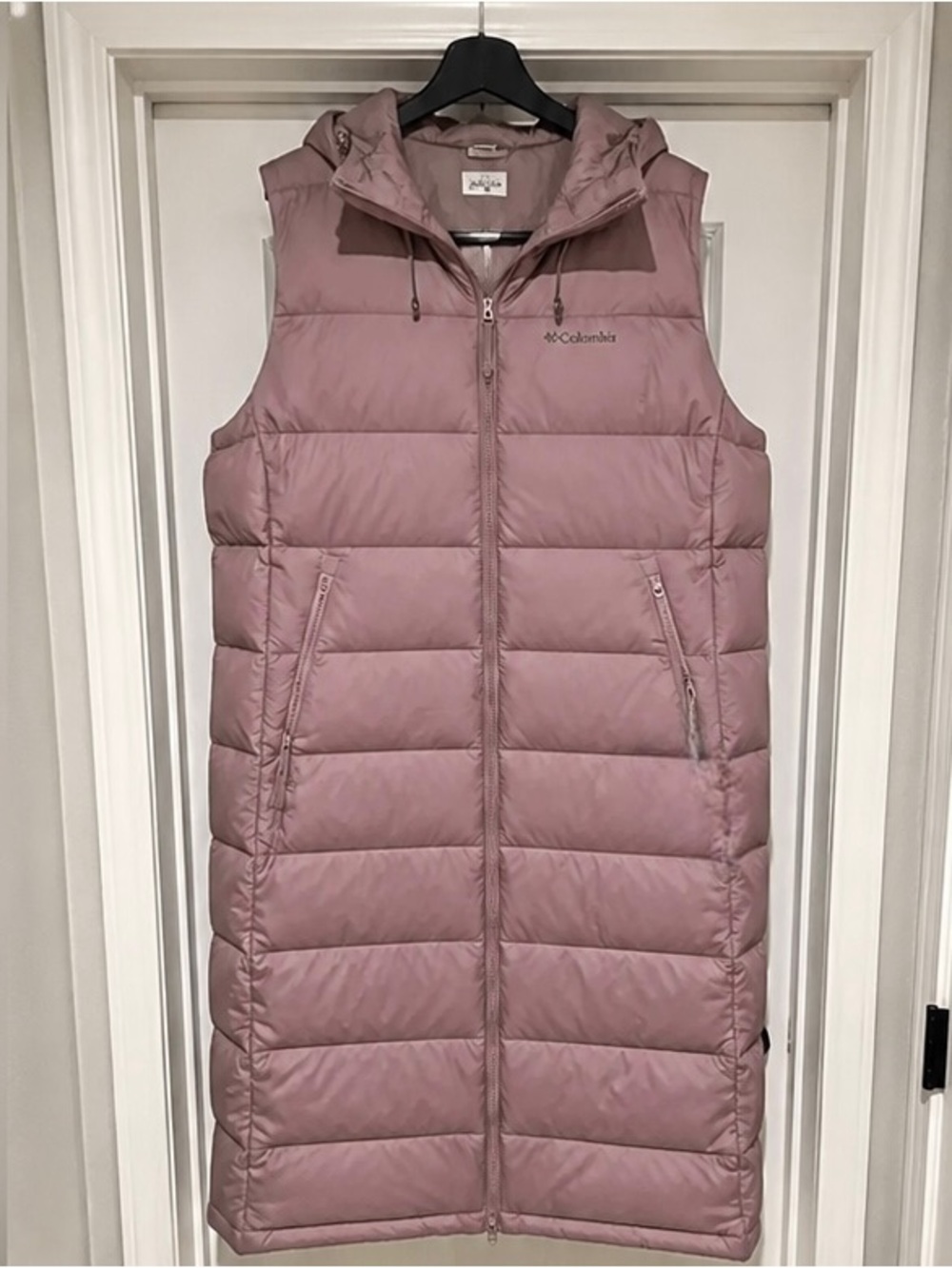 Columbia Dusty Rose Hooded Long Puffer Vest